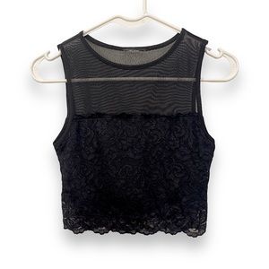Black Lace/Mesh Crop Top